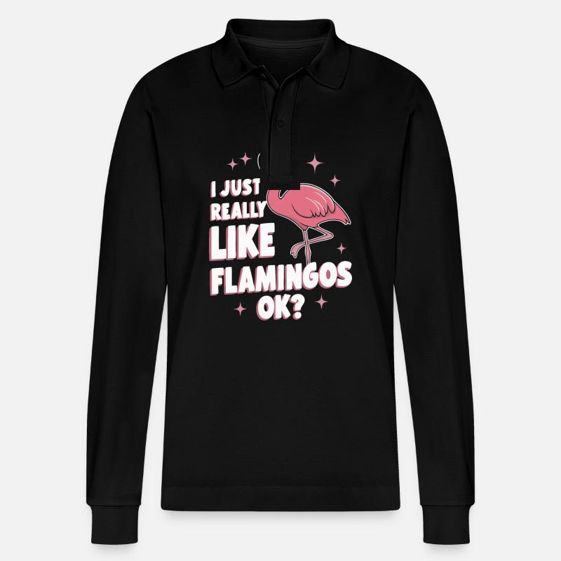 Flamant rose animal - Polo à manches longues bio PREPSTER Stanley/Stella Unisexe - noir