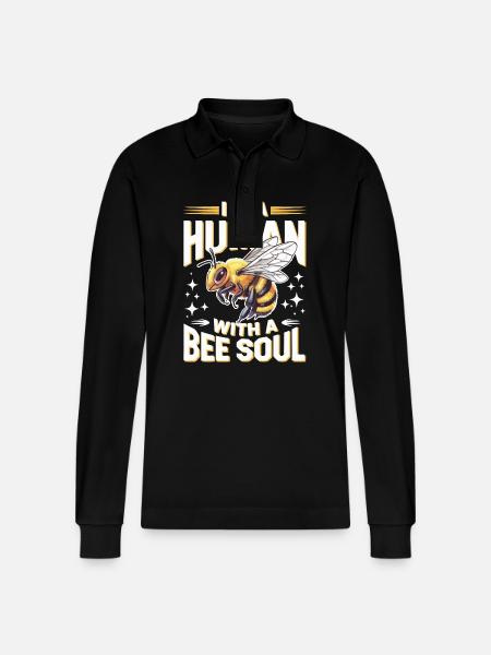 honey bee beekeeper bees bee - Stanley/Stella Organic Unisex Long-Sleeved Polo Shirt Prepster - black