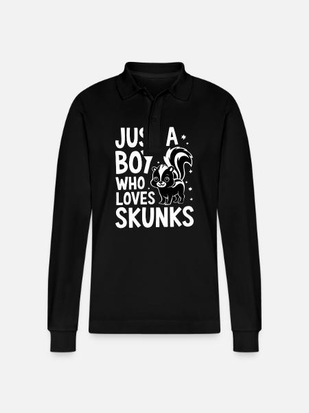 Skunk Zoo Animals - Stanley/Stella Organic Unisex Long-Sleeved Polo Shirt Prepster - black