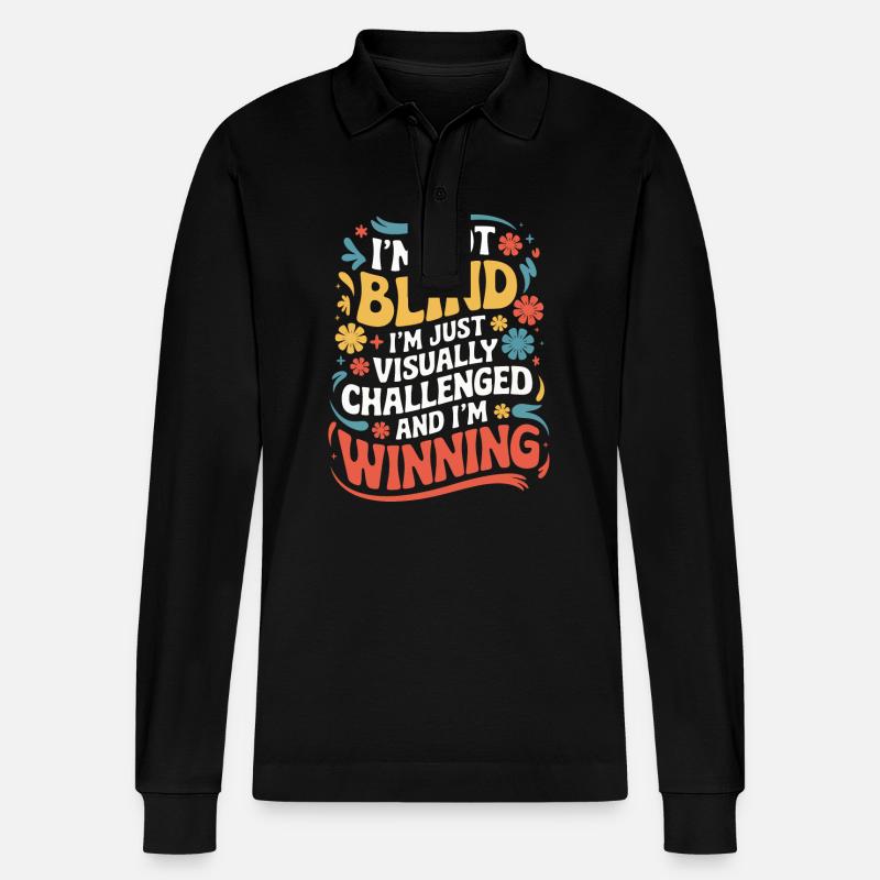 Blinde Blindheit Sehbehinderte Menschen - Stanley/Stella Unisex Bio-Langarm-Poloshirt Prepster - Schwarz