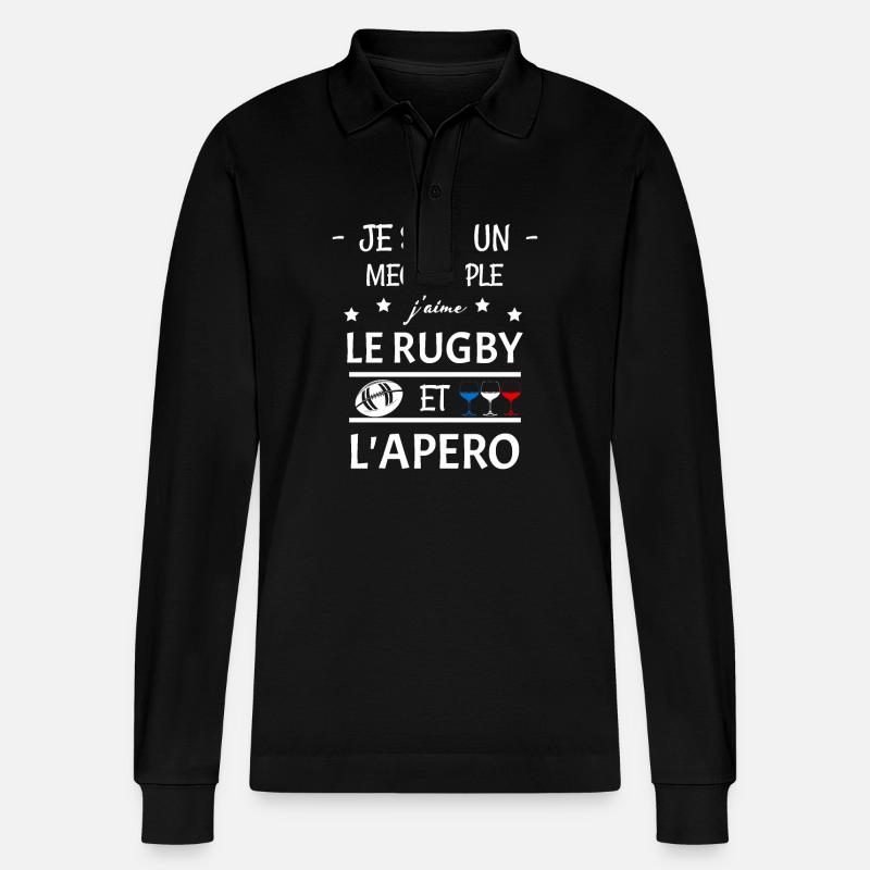 Rugby-Aperitif - Stanley/Stella Unisex Bio-Langarm-Poloshirt Prepster - Schwarz