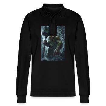 Riese Giant Norwegen Geschenk - Stanley/Stella Unisex Bio-Langarm-Poloshirt Prepster - Schwarz - Vorne - Anna (173cm) & Nico (186cm)