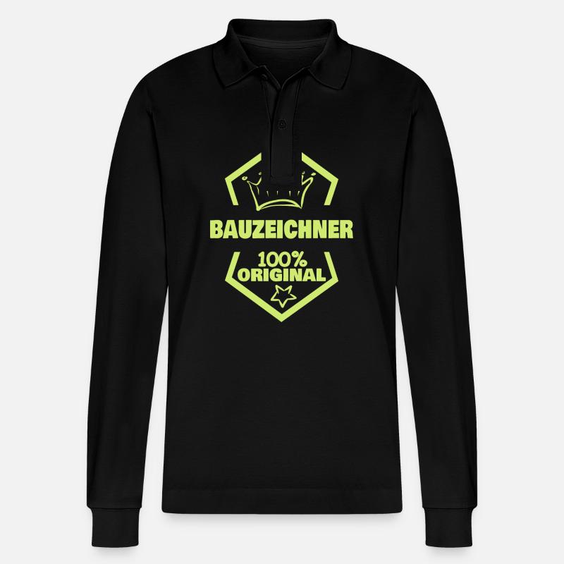 Bauzeichner als Arbeit - Stanley/Stella Unisex Bio-Langarm-Poloshirt Prepster - Schwarz