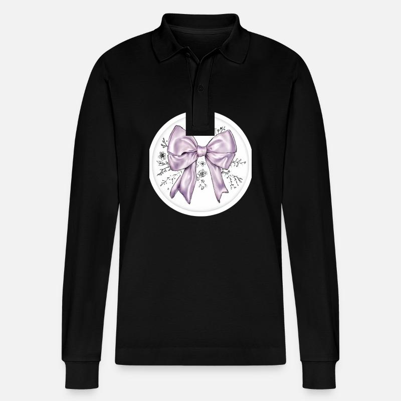 Schleife Seide Satin Geschenk - Stanley/Stella Unisex Bio-Langarm-Poloshirt Prepster - Schwarz