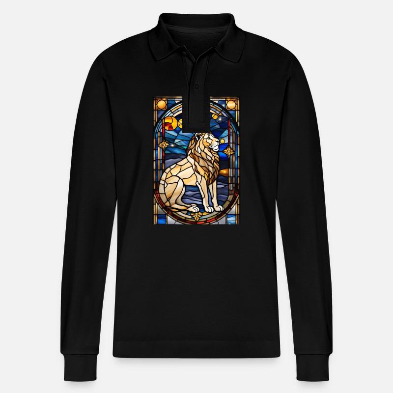 Löwe Sternzeichen Feuerzeichen Geschenk - Stanley/Stella Unisex Bio-Langarm-Poloshirt Prepster - Schwarz