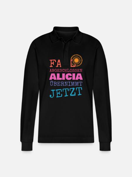 Alicia as a given name - Stanley/Stella Organic Unisex Long-Sleeved Polo Shirt Prepster - black