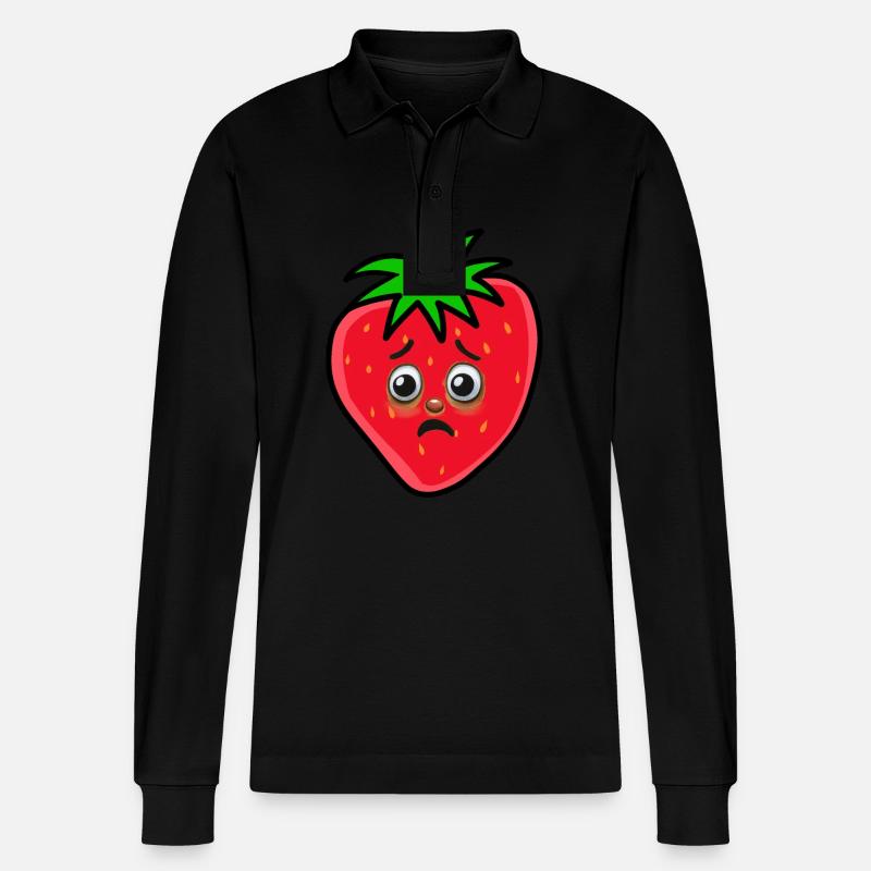 Erdbeere Erdbeeren Frucht - Stanley/Stella Unisex Bio-Langarm-Poloshirt Prepster - Schwarz