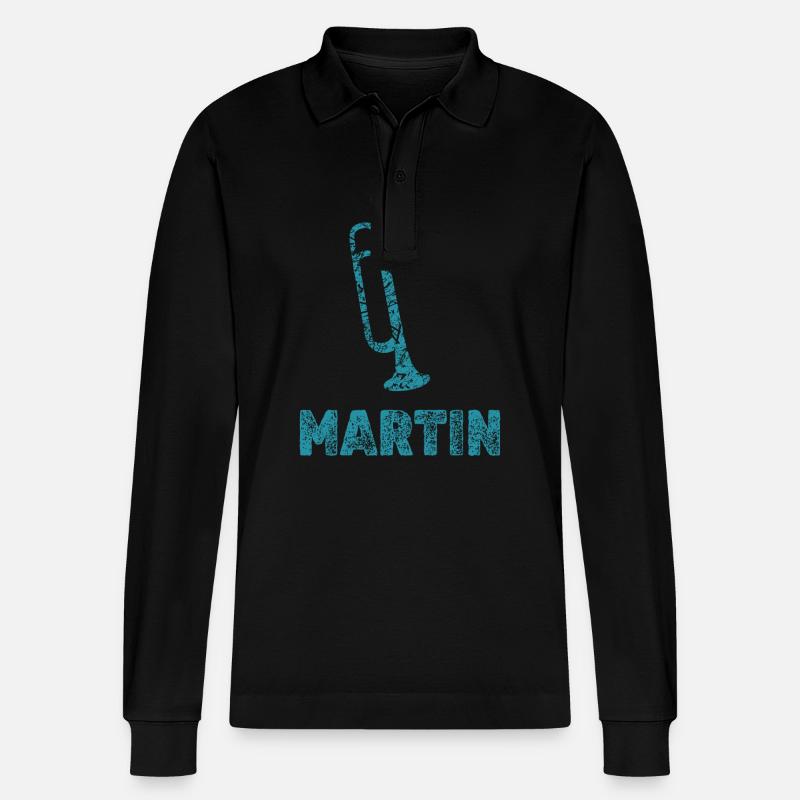 Martin als Blasmusik - Stanley/Stella Unisex Bio-Langarm-Poloshirt Prepster - Schwarz