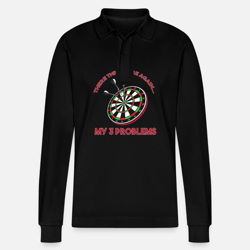 Dart Dartboard Dartpfeil - Stanley/Stella Unisex Bio-Langarm-Poloshirt Prepster - Schwarz