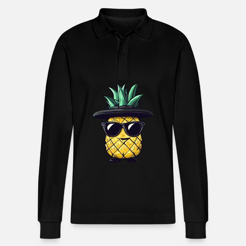 Coole Gangster-Ananas mit Sonnenbrille - Stanley/Stella Unisex Bio-Langarm-Poloshirt Prepster - Schwarz