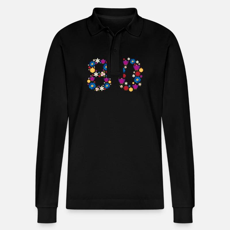 Flowers 80 - Stanley/Stella Unisex Bio-Langarm-Poloshirt Prepster - Schwarz