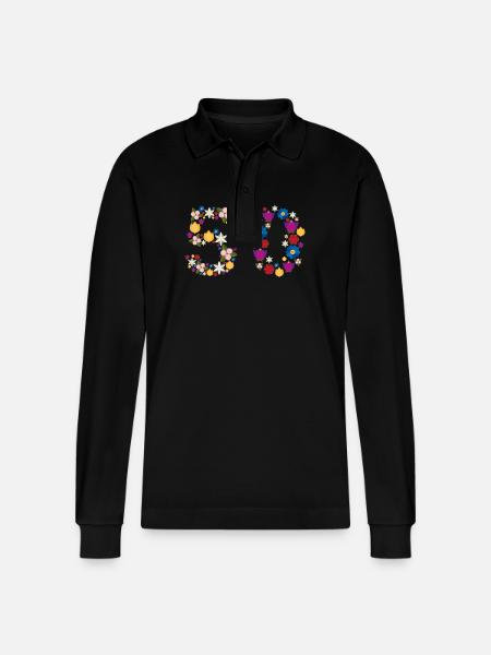 Flowers 50 - Stanley/Stella Organic Unisex Long-Sleeved Polo Shirt Prepster - black