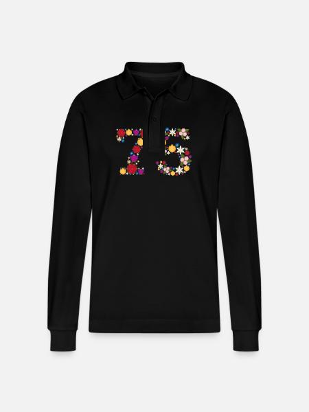 Flowers 75 - Stanley/Stella Organic Unisex Long-Sleeved Polo Shirt Prepster - black