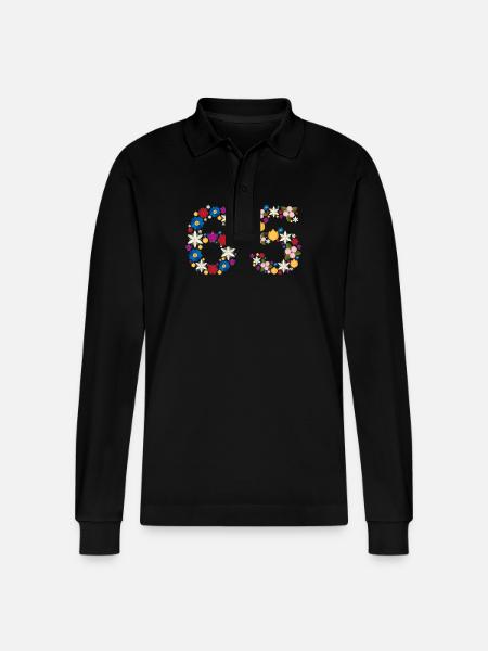 Flowers 65 - Stanley/Stella Organic Unisex Long-Sleeved Polo Shirt Prepster - black