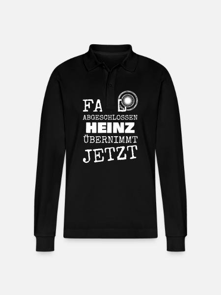 Gift for Heinz - Stanley/Stella Organic Unisex Long-Sleeved Polo Shirt Prepster - black