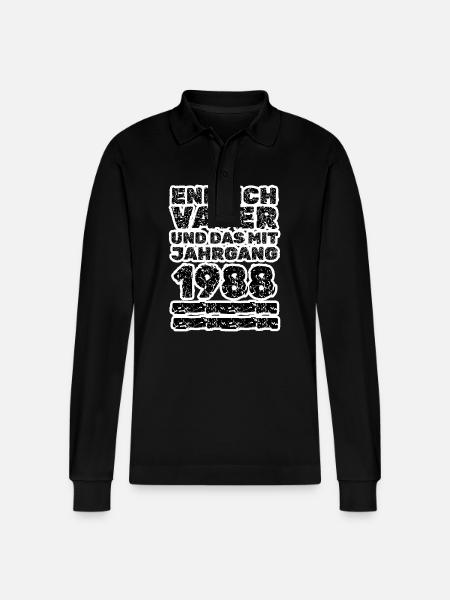 Geboren 1988 - Stanley/Stella Unisex Bio-Langarm-Poloshirt Prepster - Schwarz