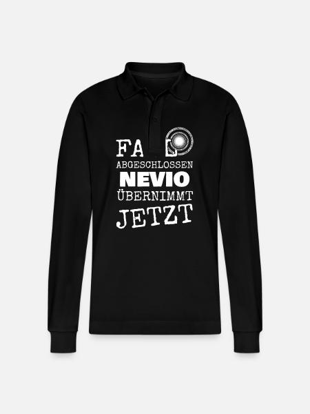 Gift for Nevio - Stanley/Stella Organic Unisex Long-Sleeved Polo Shirt Prepster - black