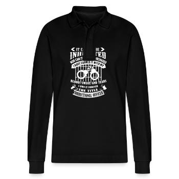 Forever The Title Correctional Officer - Stanley/Stella Organic Unisex Long-Sleeved Polo Shirt Prepster - black - Front - Anna (173cm) & Nico (186cm)
