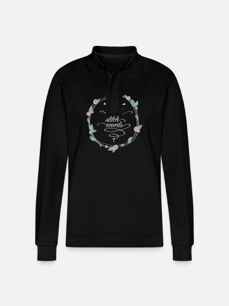 every stitch counts dark - Stanley/Stella Unisex Bio-Langarm-Poloshirt Prepster - Schwarz