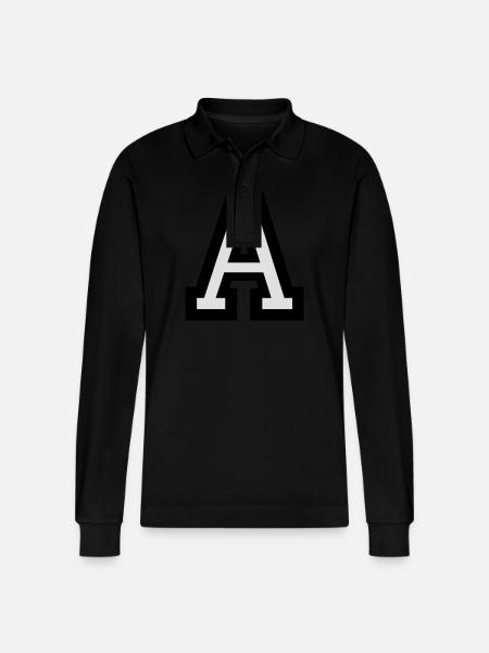 Buchstabe A - Stanley/Stella Unisex Bio-Langarm-Poloshirt Prepster - Schwarz