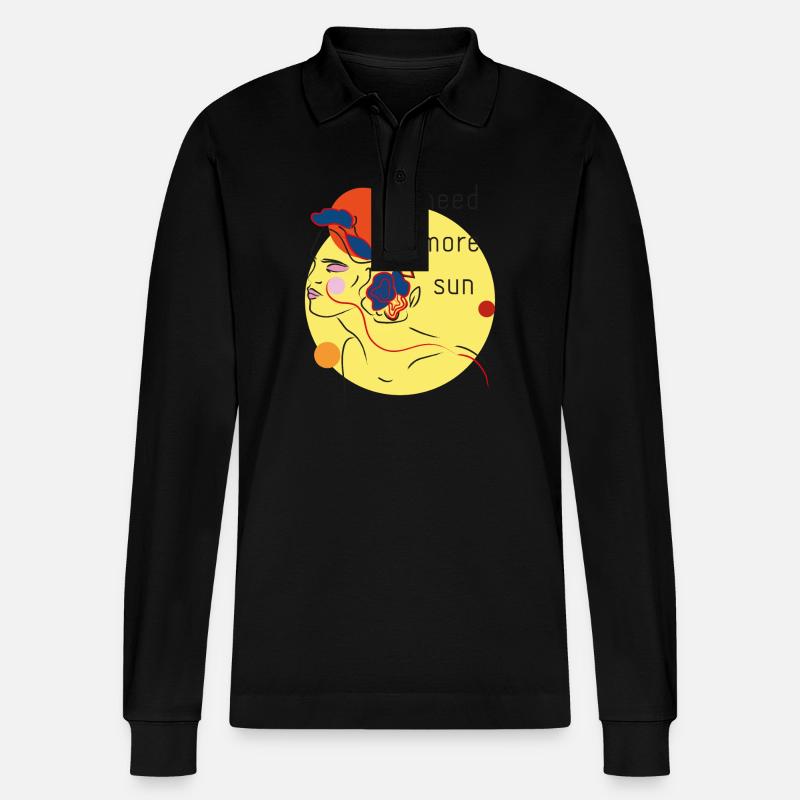 Sonnenporträt mit Blumen - Stanley/Stella Unisex Bio-Langarm-Poloshirt Prepster - Schwarz