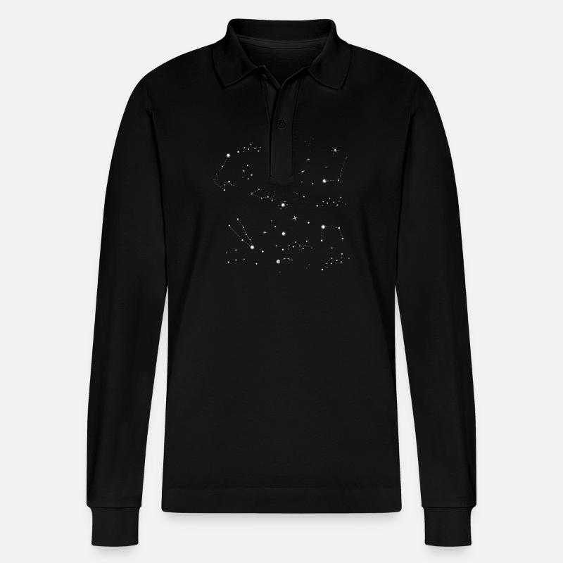 Mondnacht Sternbild Muster - Stanley/Stella Unisex Bio-Langarm-Poloshirt Prepster - Schwarz