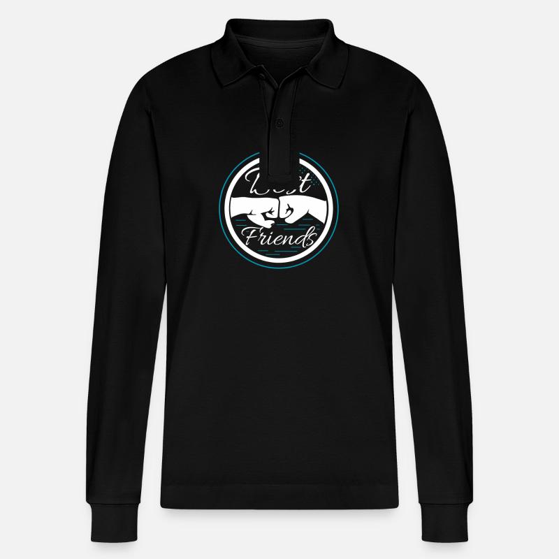 Beste Freunde Fäuste Badge - Stanley/Stella Unisex Bio-Langarm-Poloshirt Prepster - Schwarz