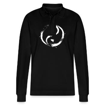 Enso Zen Kreis Pinselstrich - Ying Yang - Stanley/Stella Unisex Bio-Langarm-Poloshirt Prepster - Schwarz - Vorne - Anna (173cm) & Nico (186cm)