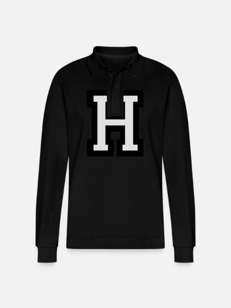 Buchstabe H - Stanley/Stella Unisex Bio-Langarm-Poloshirt Prepster - Schwarz
