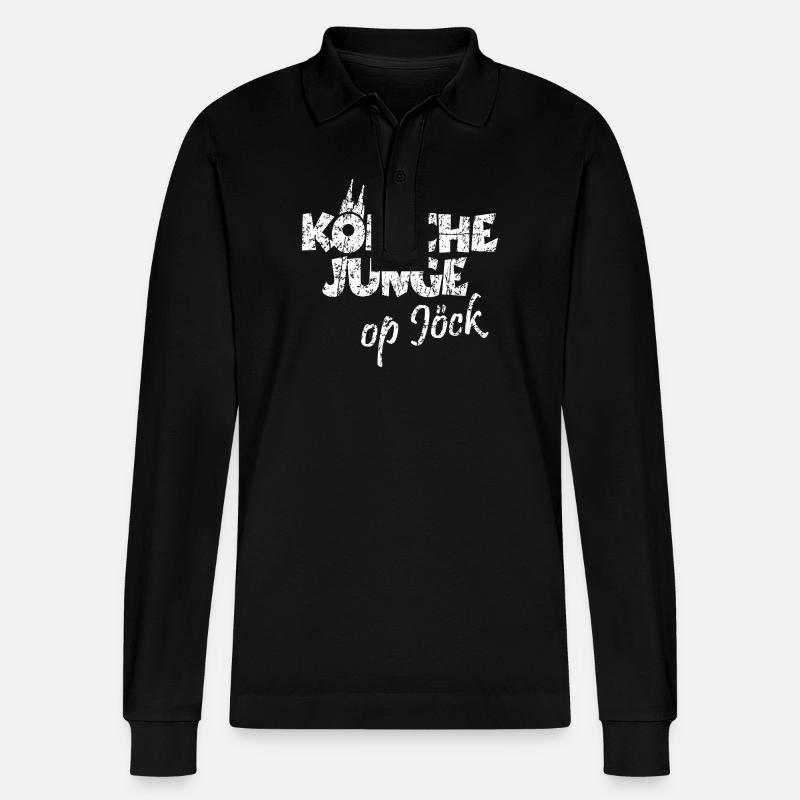 Kölsche Junge Op Jöck Kölsch Köln - Stanley/Stella Unisex Bio-Langarm-Poloshirt Prepster - Schwarz
