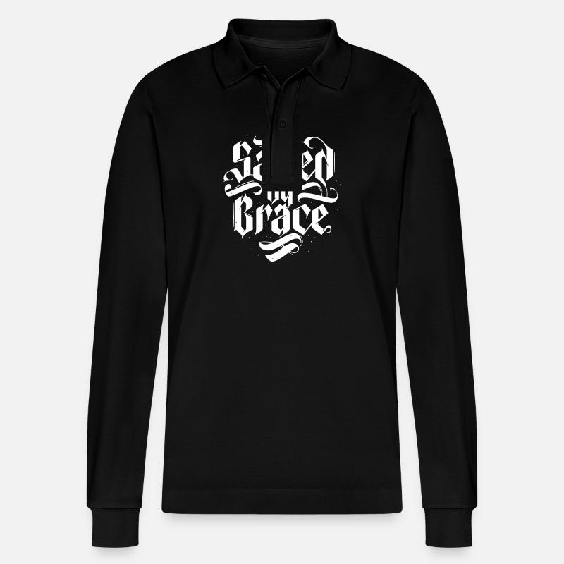 Saved by Grace - Stanley/Stella Unisex Bio-Langarm-Poloshirt Prepster - Schwarz