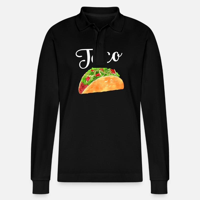 Aquarell-Taco - Stanley/Stella Unisex Bio-Langarm-Poloshirt Prepster - Schwarz