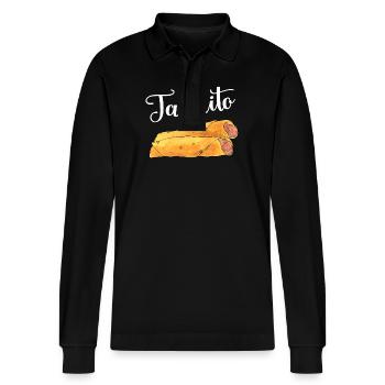 Taco Taquito Match - Stanley/Stella Organic Unisex Long-Sleeved Polo Shirt Prepster - black - Front - Anna (173cm) & Nico (186cm)