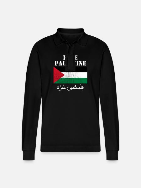 Drapeau de Palestine libre - Polo à manches longues bio PREPSTER Stanley/Stella Unisexe - noir