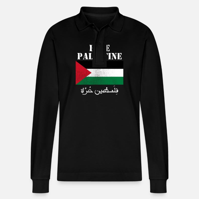 Drapeau de Palestine libre - Polo à manches longues bio PREPSTER Stanley/Stella Unisexe - noir