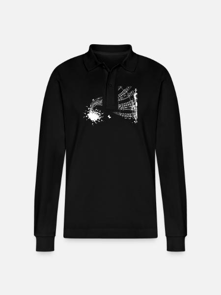 Floating Score Symphony - Stanley/Stella Organic Unisex Long-Sleeved Polo Shirt Prepster - black