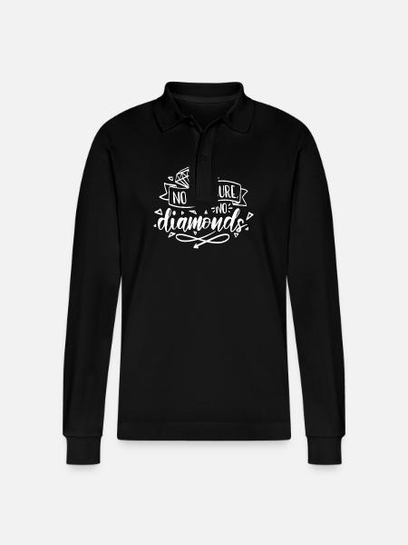No Pressure No Diamonds Motivation - Stanley/Stella Unisex Bio-Langarm-Poloshirt Prepster - Schwarz