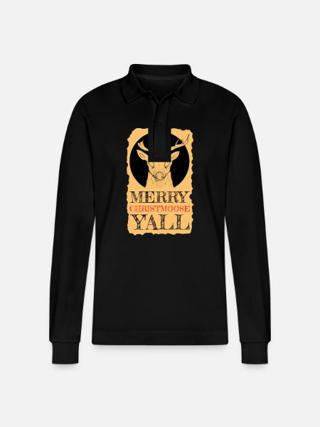Moosemas Deer Night Design - Stanley/Stella Organic Unisex Long-Sleeved Polo Shirt Prepster - black
