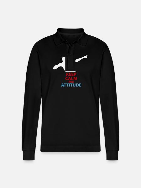 Calm and Attitude Silhouette - Stanley/Stella Organic Unisex Long-Sleeved Polo Shirt Prepster - black