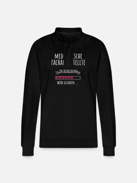 Medizinische Fachangestellte Ausbildung MFA - Stanley/Stella Unisex Bio-Langarm-Poloshirt Prepster - Schwarz