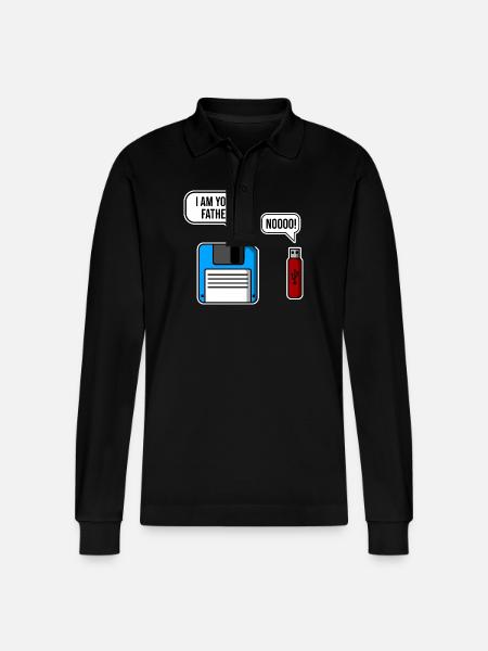 Retro Tech Vater Enthüllung - Stanley/Stella Unisex Bio-Langarm-Poloshirt Prepster - Schwarz