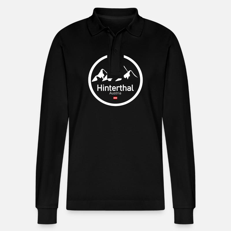 Hinterthal Alpenlogo Kreis - Stanley/Stella Unisex Bio-Langarm-Poloshirt Prepster - Schwarz