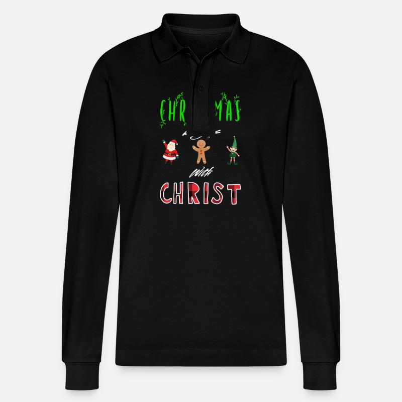 Noël commence avec Christ - Polo à manches longues bio PREPSTER Stanley/Stella Unisexe - noir