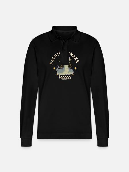 Fashion Snake Society Logo - Stanley/Stella Organic Unisex Long-Sleeved Polo Shirt Prepster - black
