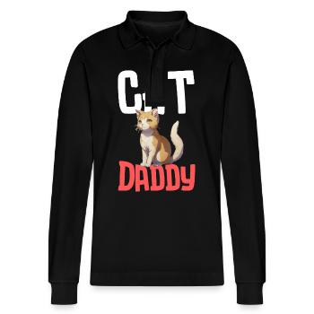 Chat Daddy: typographie robuste - Polo à manches longues bio PREPSTER Stanley/Stella Unisexe - noir - Devant - Anna (173cm) & Nico (186cm)