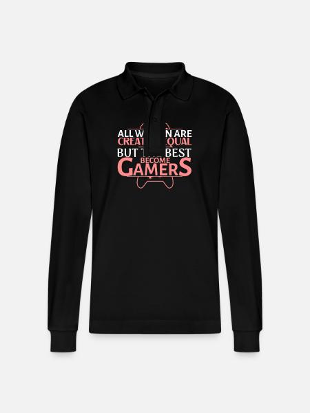 Gamer Queen: Women Define Play - Stanley/Stella Organic Unisex Long-Sleeved Polo Shirt Prepster - black