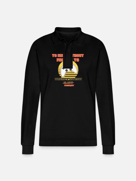 Victory Without Glory Gamer Quote - Stanley/Stella Organic Unisex Long-Sleeved Polo Shirt Prepster - black