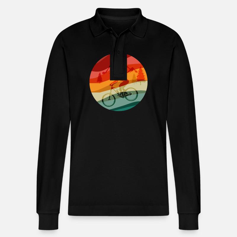 Rainbow Ridge MTB-Fahrer - Stanley/Stella Unisex Bio-Langarm-Poloshirt Prepster - Schwarz