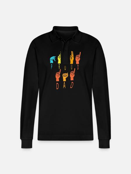 Proud Dad Rainbow Hands - Stanley/Stella Organic Unisex Long-Sleeved Polo Shirt Prepster - black