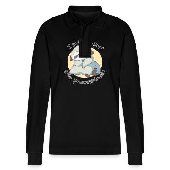 I Put the Pro in Procrastinate Sloth - Stanley/Stella Organic Unisex Long-Sleeved Polo Shirt Prepster - black - Front - Anna (173cm) & Nico (186cm)